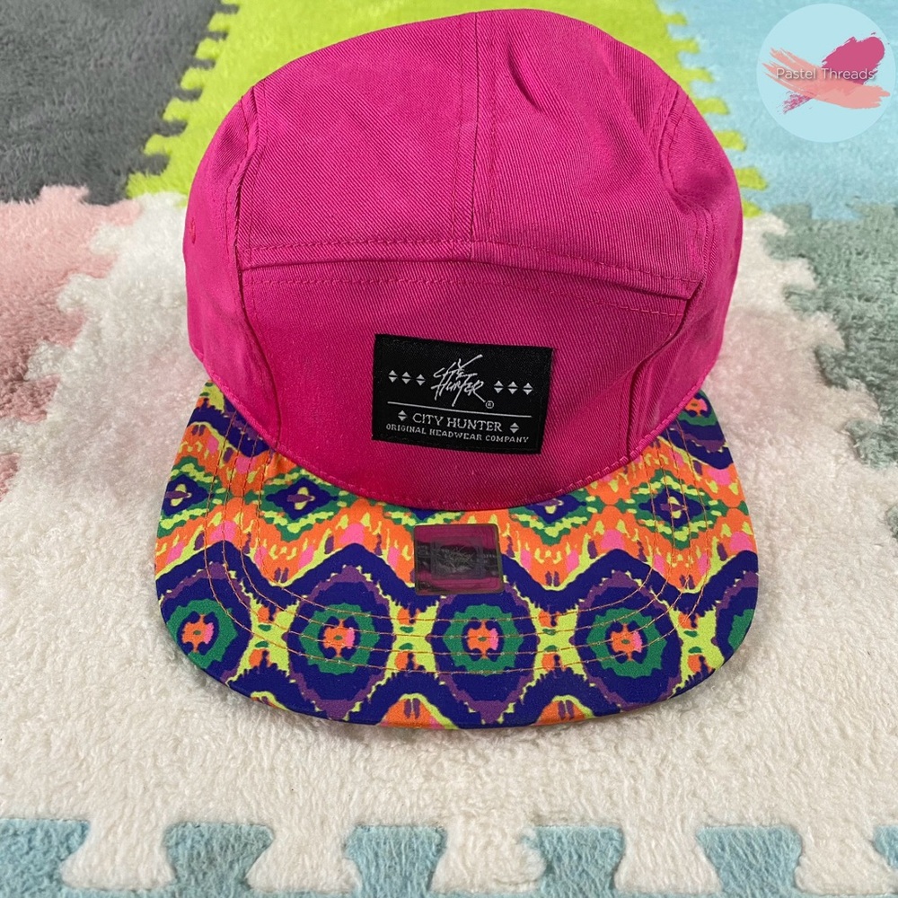 NWT Vintage City Hunter Fresh Prince 5 Panel Bike Hat (Neon Pink)